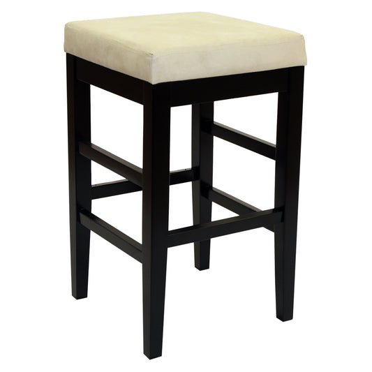 Sonata 30" Stationary Barstool in Beige Microfiber with Black Legs