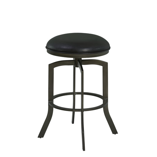 Studio 30" Bar Height Metal Swivel Barstool in Ford Black Faux Leather