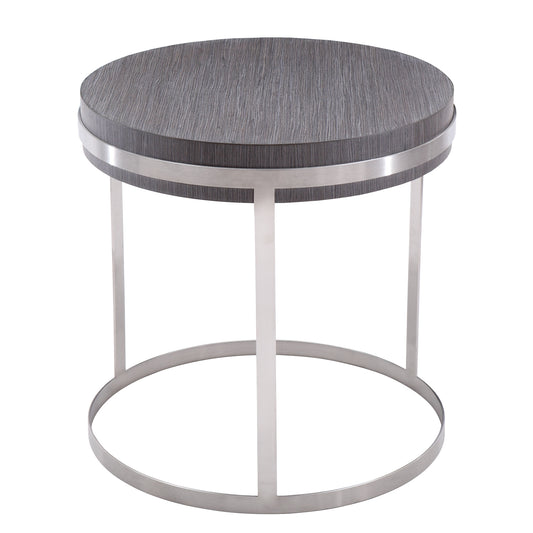 Sunset End Table in Brushed Stainless Steel finish with Gray Top