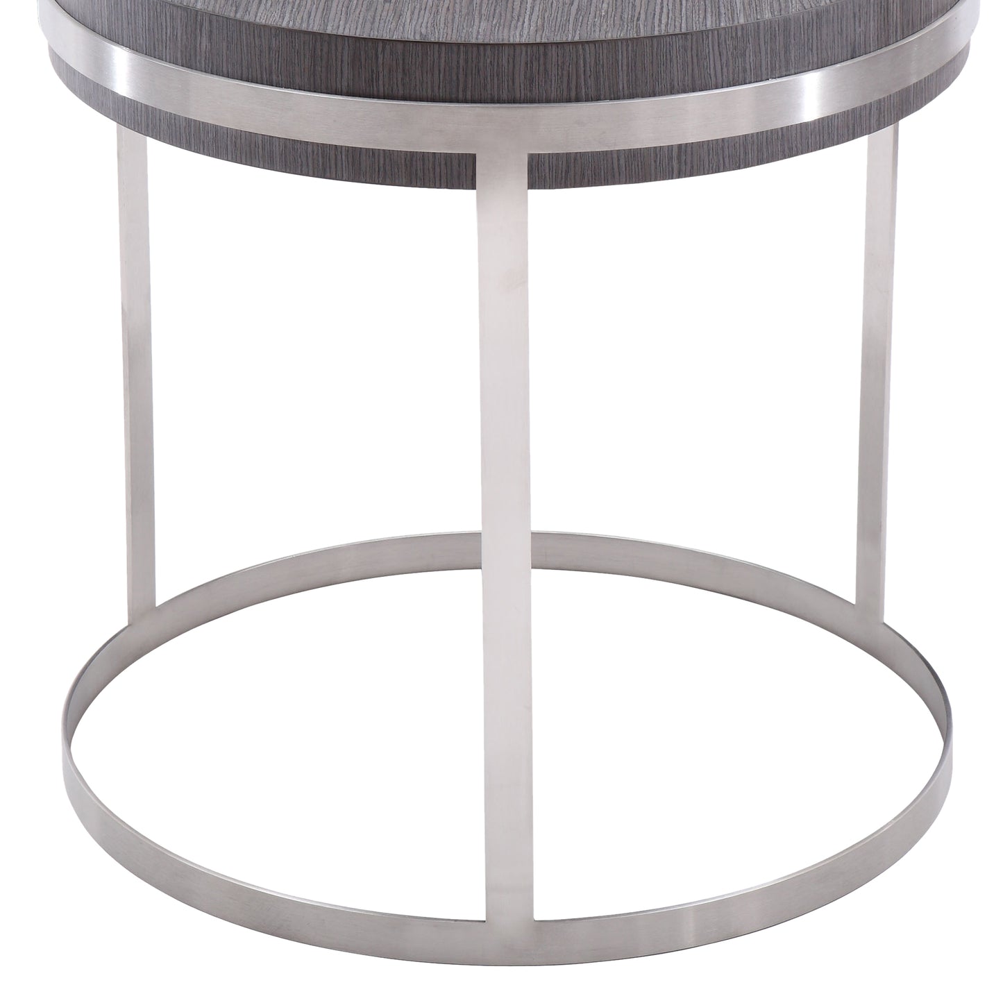 Sunset End Table in Brushed Stainless Steel finish with Gray Top