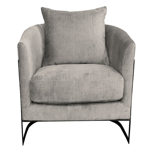 Swan Contemporary Accent Chair with Black Iron Finish and Beige Fabric