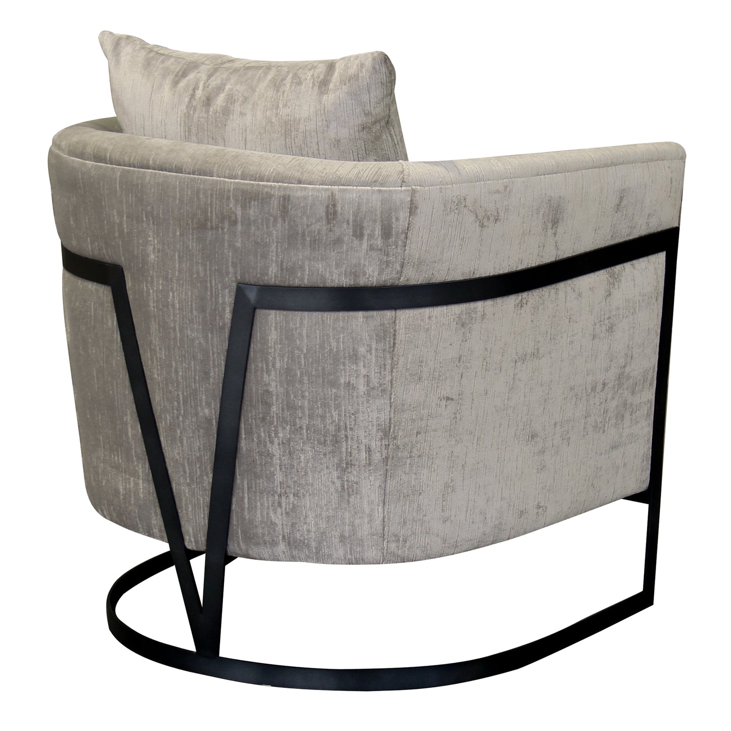 Swan Contemporary Accent Chair with Black Iron Finish and Beige Fabric