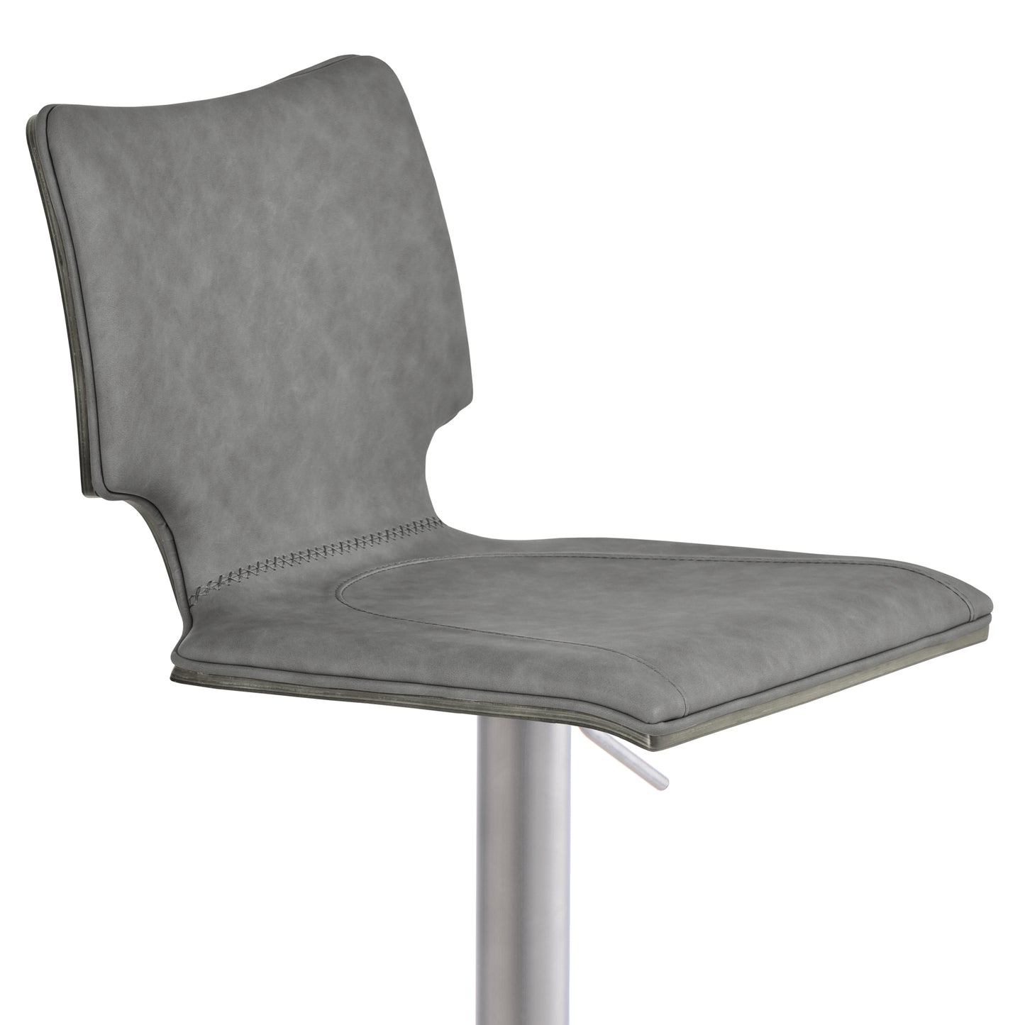 Sydney Adjustable Barstool in Brushed Stainless Steel with Gray Faux Leather