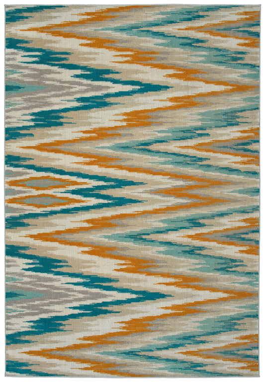 Kaleen Legata Collection Gold Teal Area Rug 5'3" x 7'3"