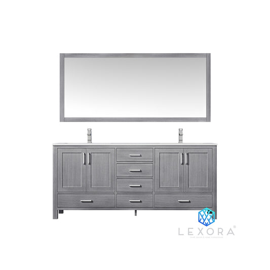 Jacques 72" Distressed Grey Double Vanity, Top, Sinks,70" Mirror
