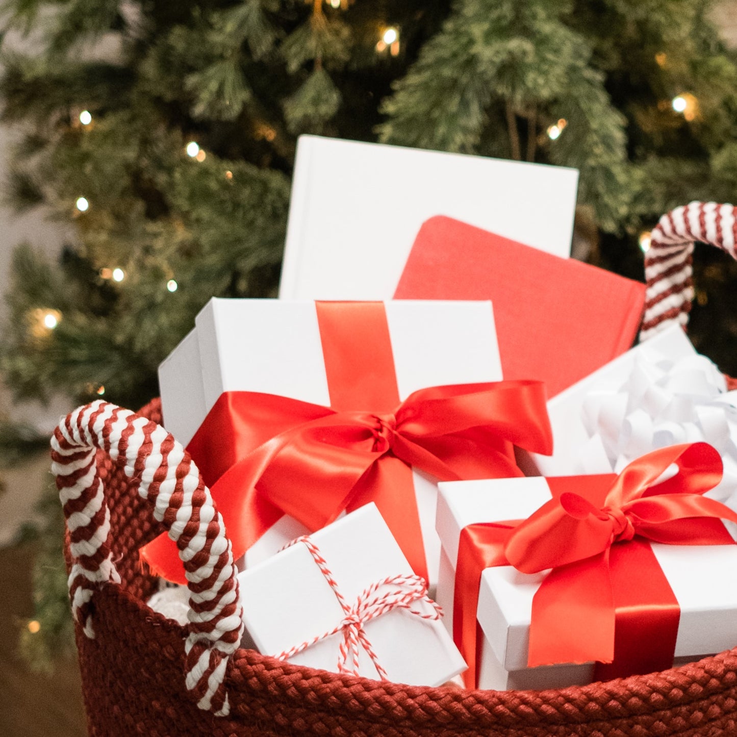 Jolly Holiday Floor Basket - Red Twist 16"x16"x14"