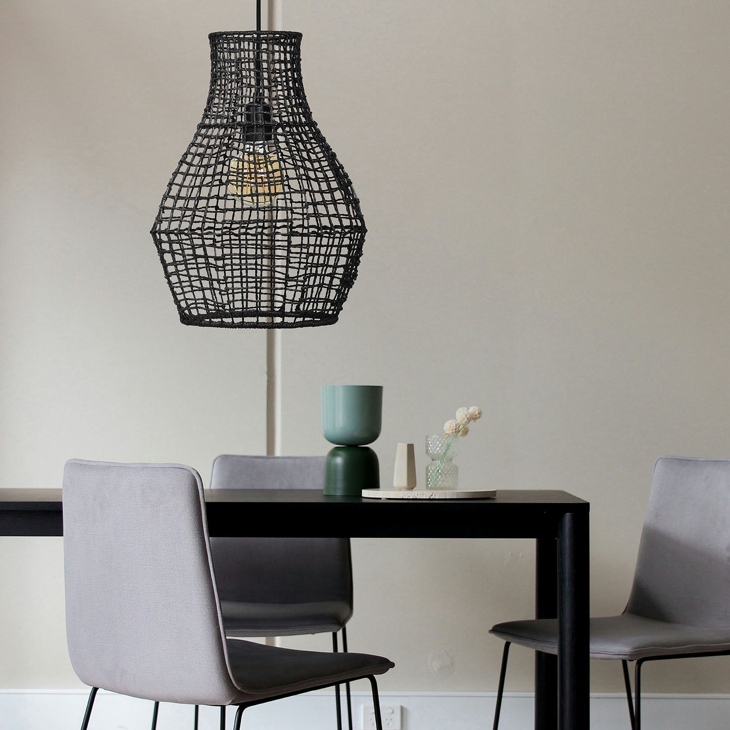 Akami Black Mesh Seagrass Ceiling Fixture