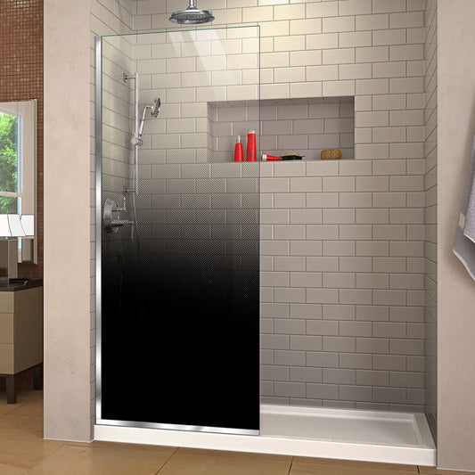 Linea Ombre 34 in. W x 72 in. H Single Panel Frameless Shower Screen in Chrome