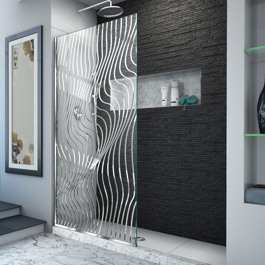 Platinum Linea Surf 34 in. W x 72 in. H Single Panel Frameless Shower Screen in Polished Stainless Steel