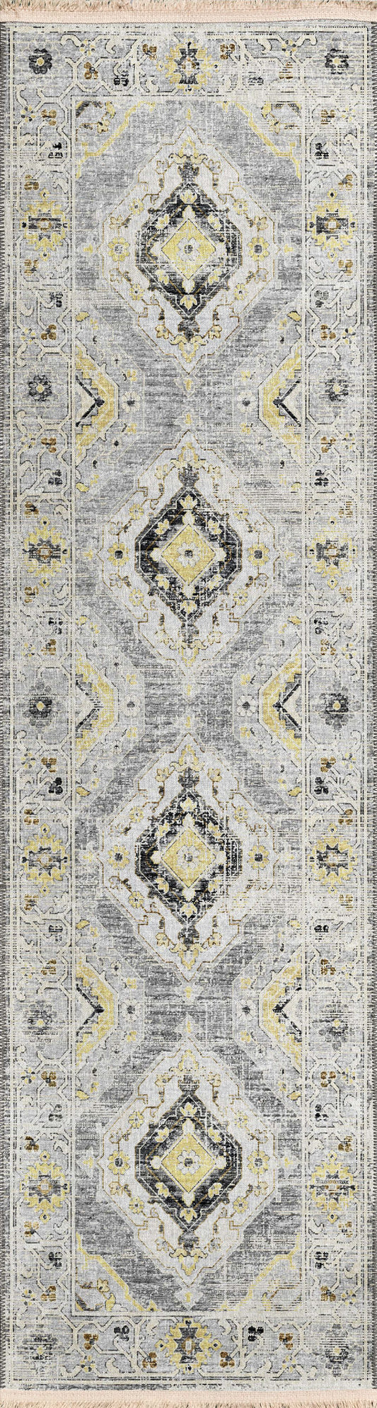 Indoor/Outdoor Marbella MB1 Grey Washable 2'3" x 10' Runner Rug