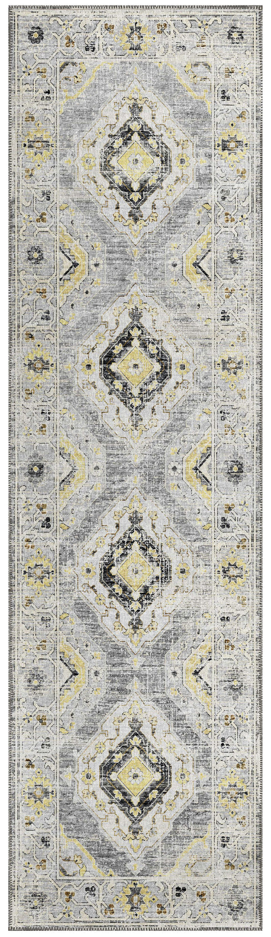 Indoor/Outdoor Marbella MB1 Grey Washable 2'3" x 7'6" Runner Rug