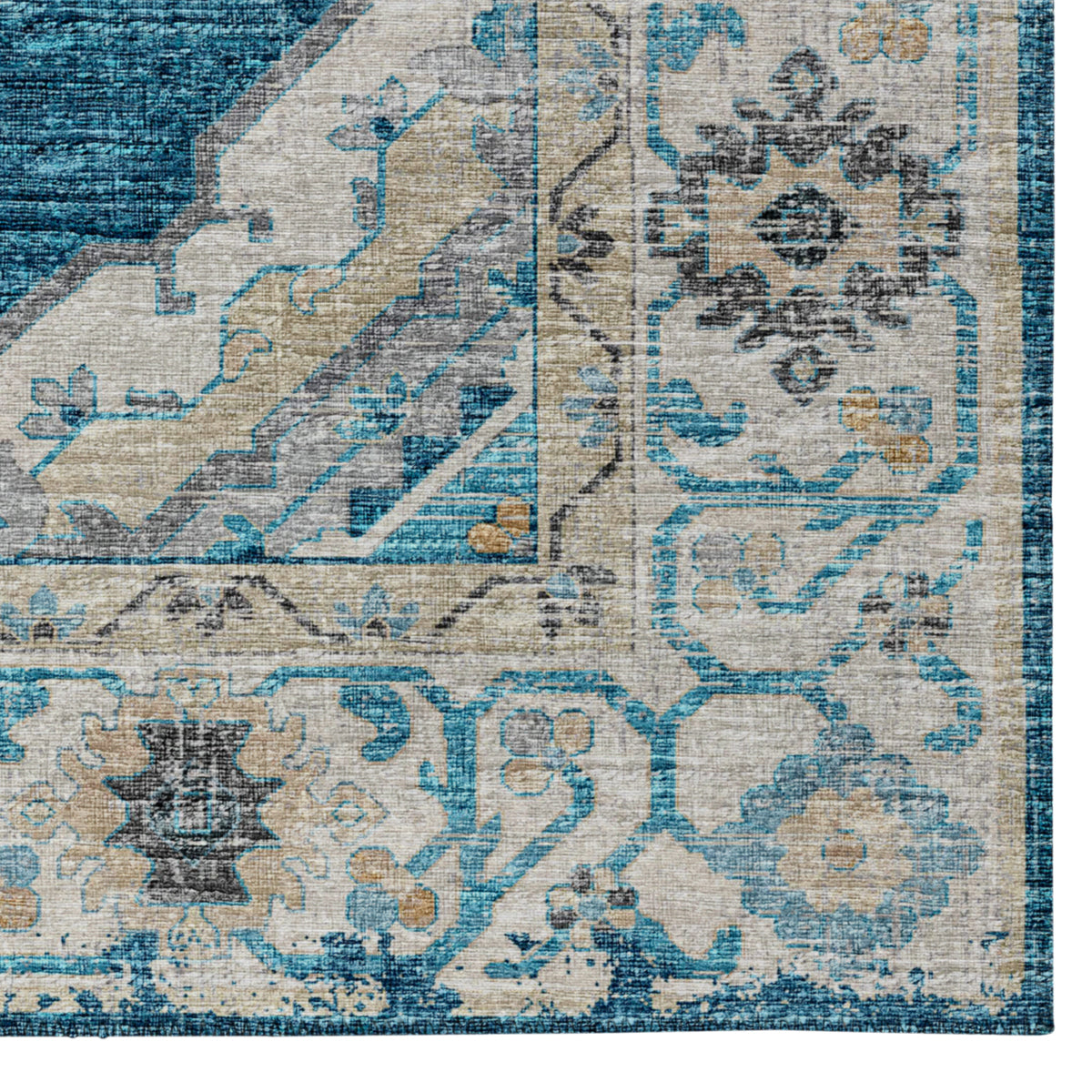 Indoor/Outdoor Marbella MB1 Indigo Washable 2'3" x 7'6" Runner Rug