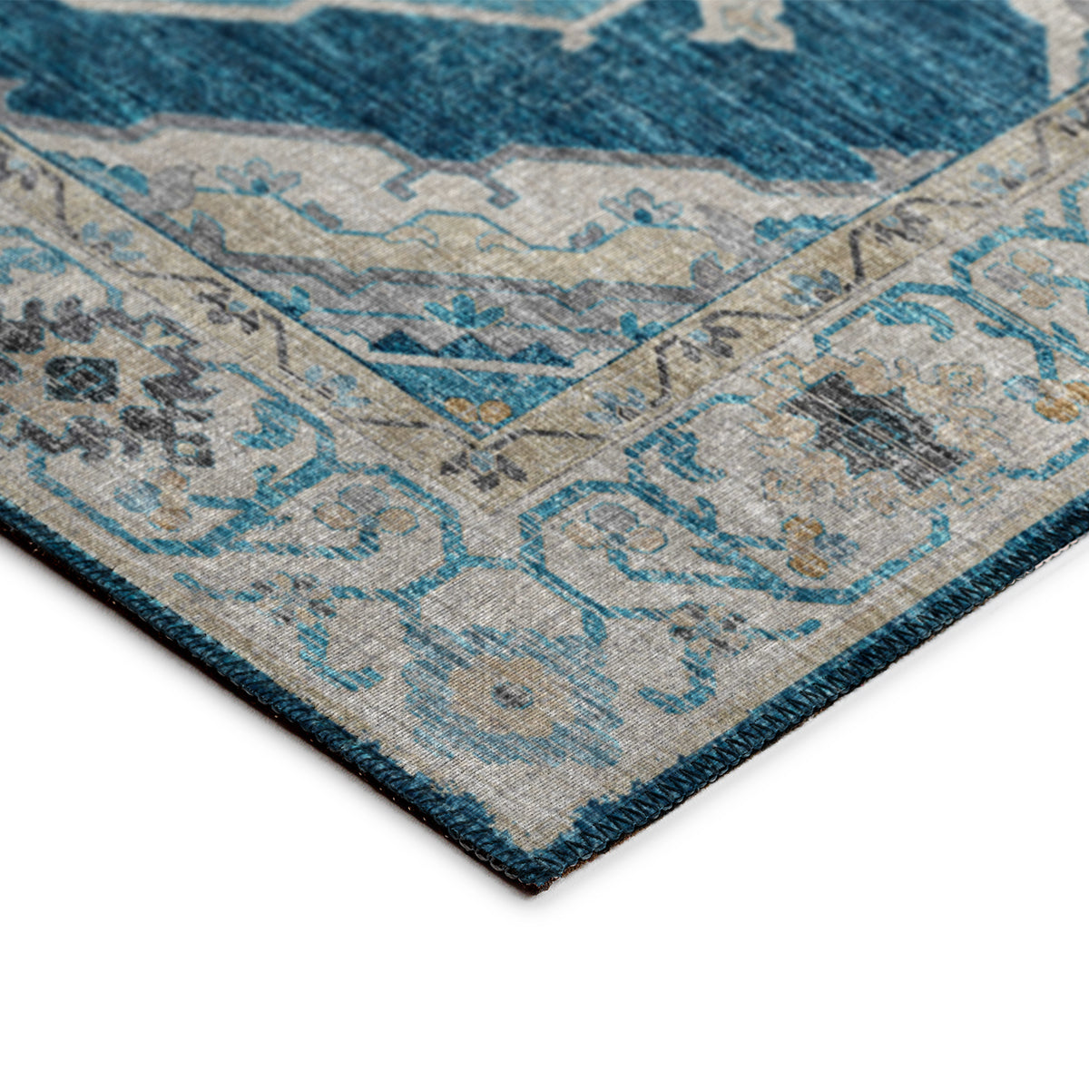 Indoor/Outdoor Marbella MB1 Indigo Washable 2'3" x 7'6" Runner Rug