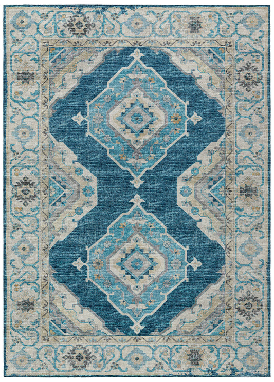 Indoor/Outdoor Marbella MB1 Indigo Washable 3' x 5' Rug