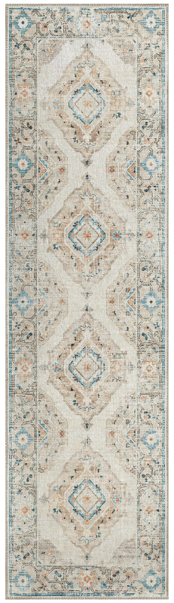 Indoor/Outdoor Marbella MB1 Ivory Washable 2'3" x 7'6" Runner Rug