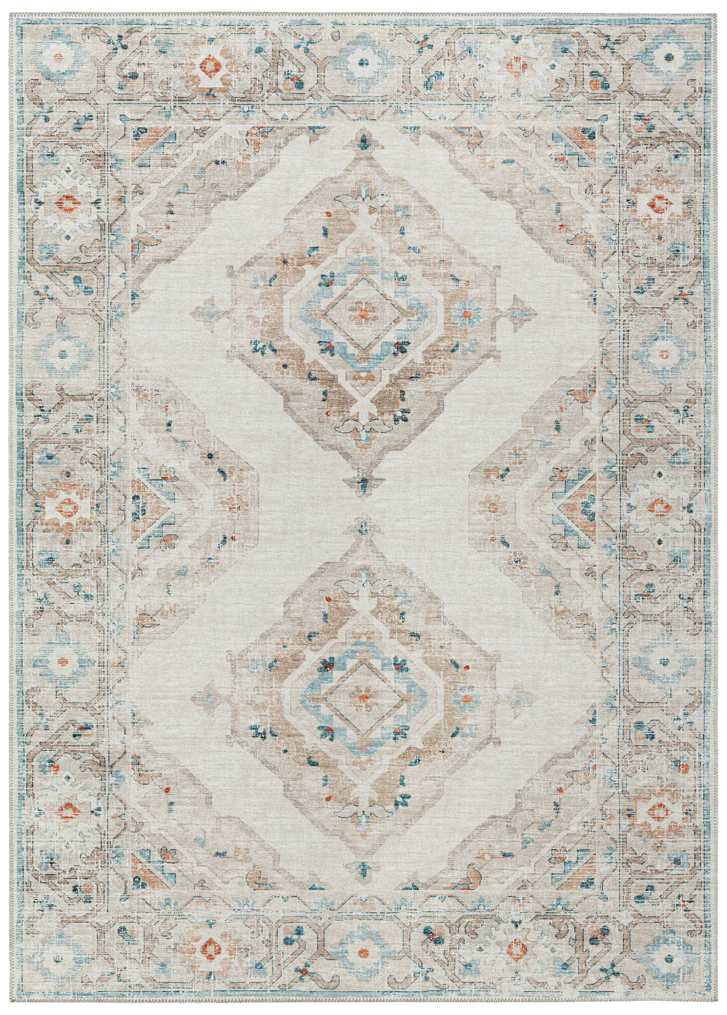 Indoor/Outdoor Marbella MB1 Ivory Washable 8' x 10' Rug