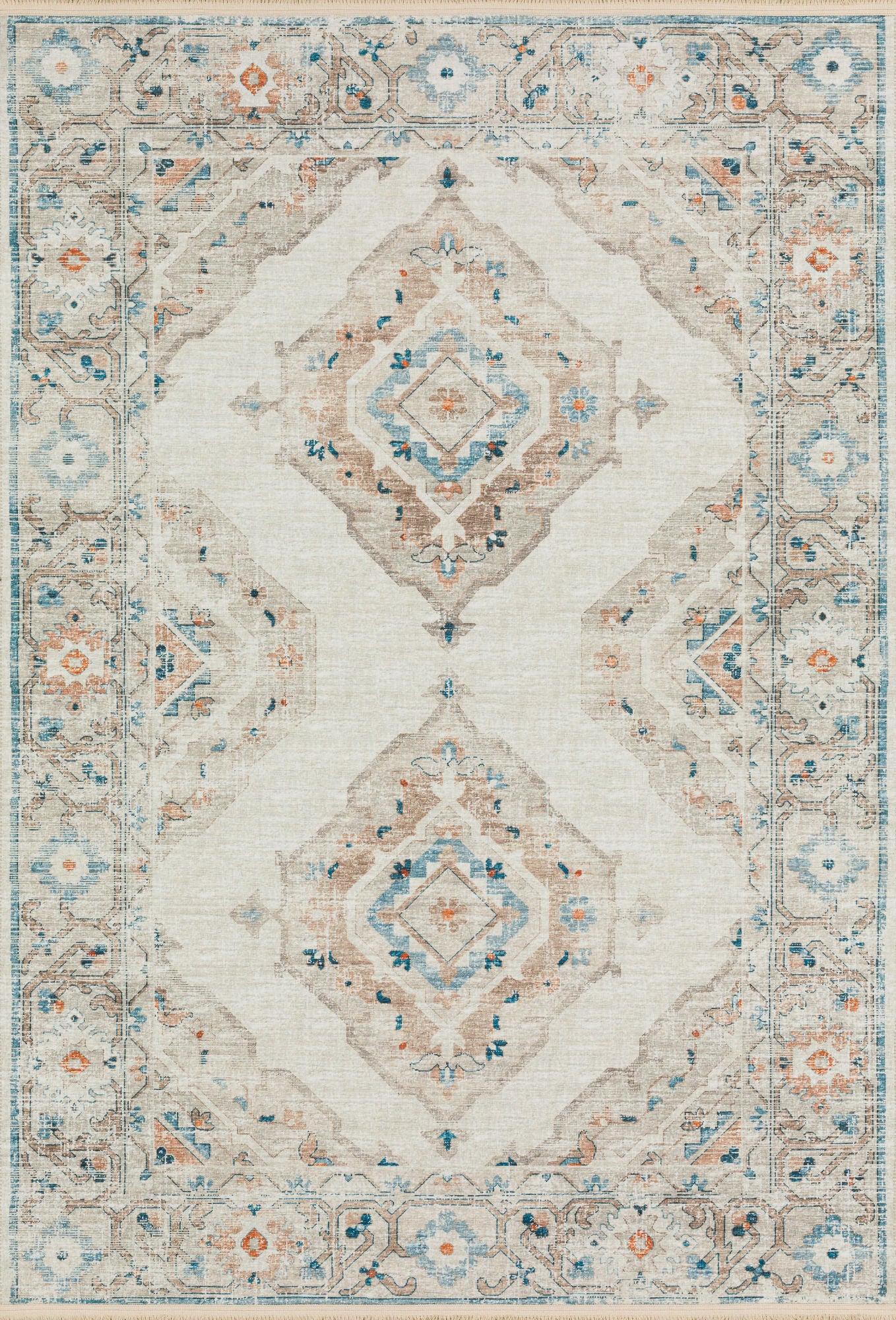 Indoor/Outdoor Marbella MB1 Ivory Washable 9' x 12' Rug