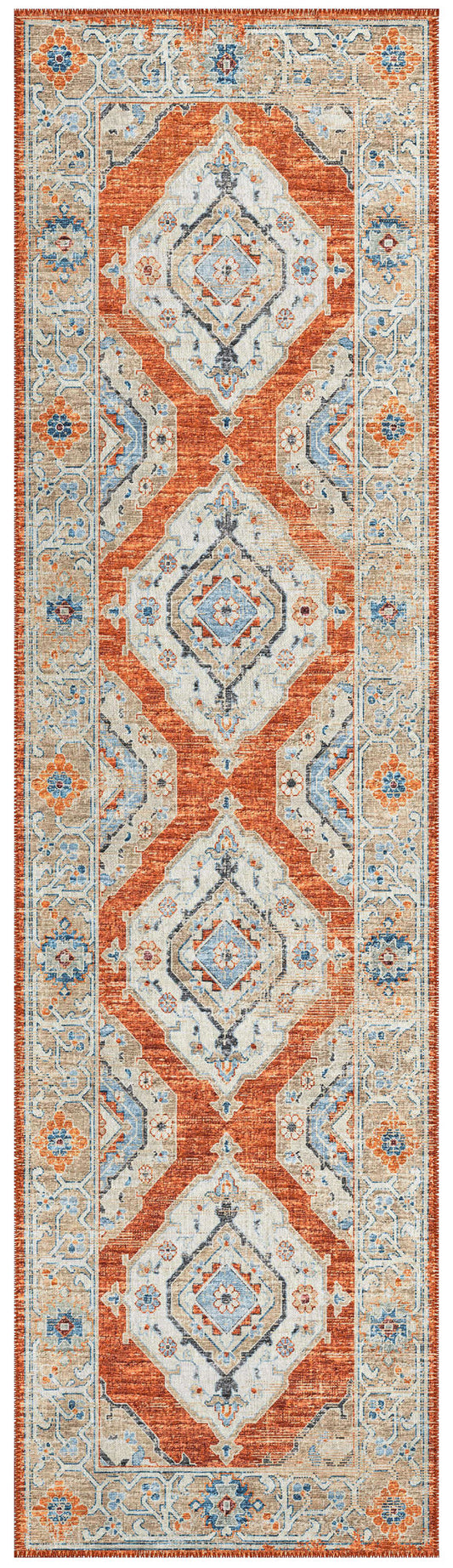 Indoor/Outdoor Marbella MB1 Spice Washable 2'3" x 7'6" Runner Rug