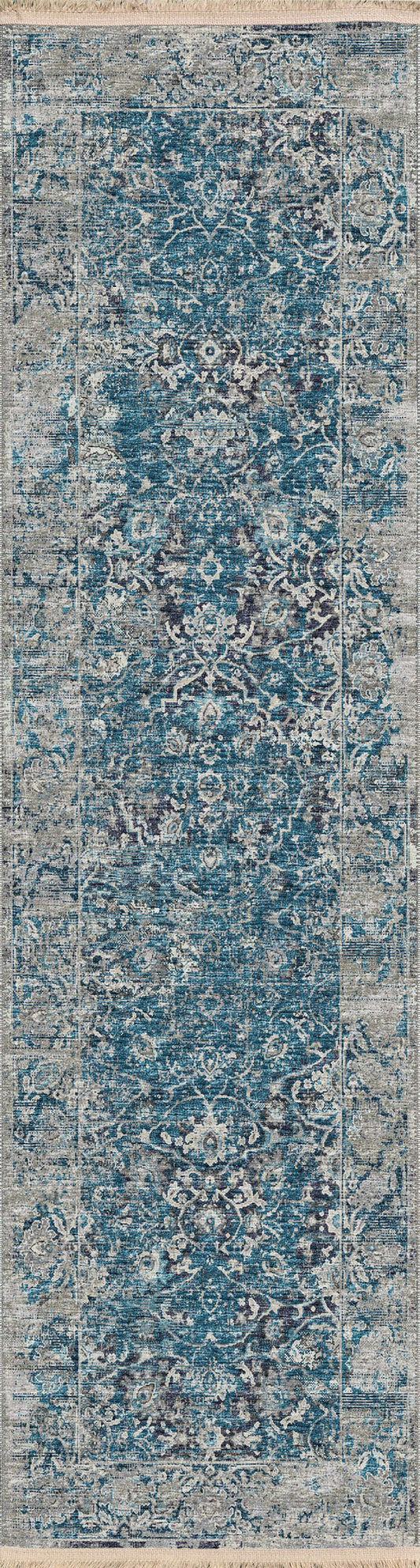 Indoor/Outdoor Marbella MB2 Navy Washable 2'3" x 10' Runner Rug