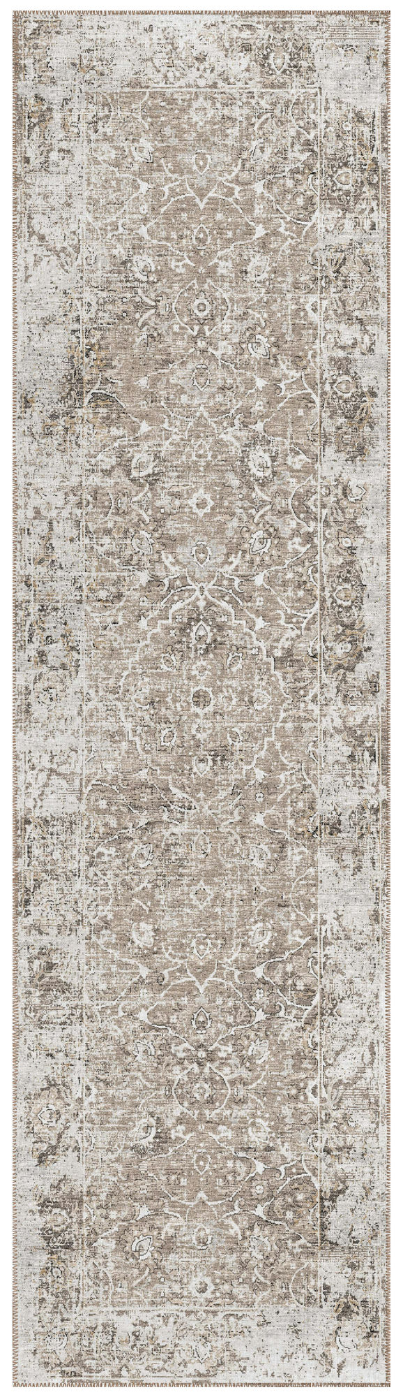 Indoor/Outdoor Marbella MB2 Taupe Washable 2'3" x 7'6" Runner Rug