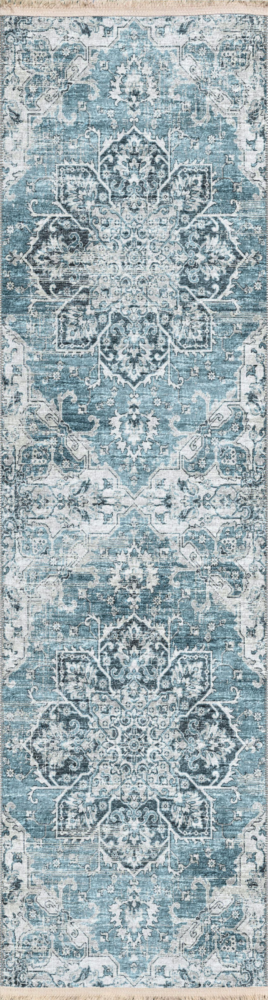 Indoor/Outdoor Marbella MB3 Denim Washable 2'3" x 10' Runner Rug