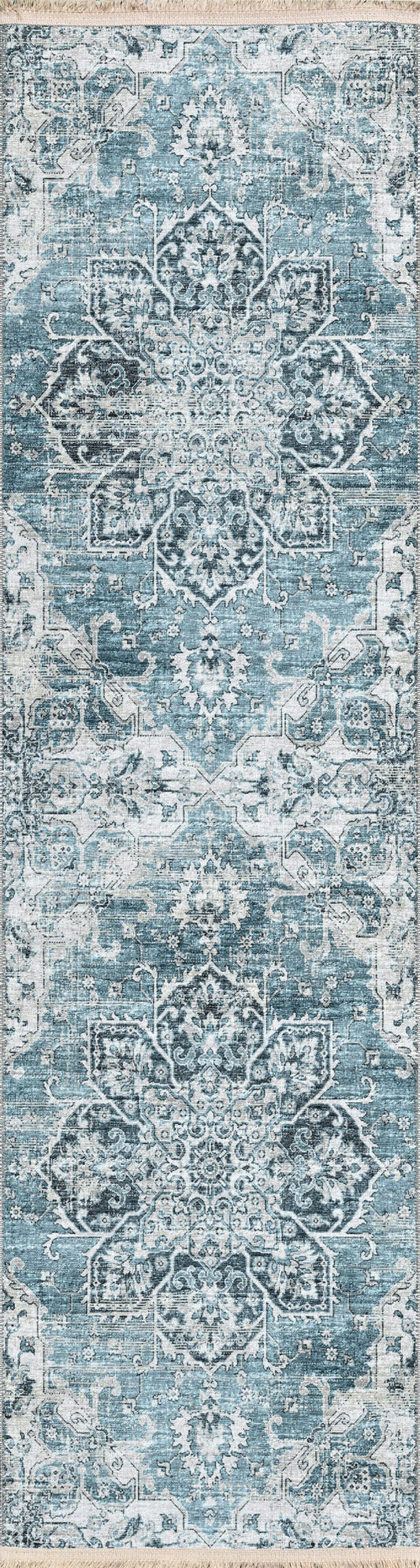 Indoor/Outdoor Marbella MB3 Denim Washable 2'3" x 12' Runner Rug