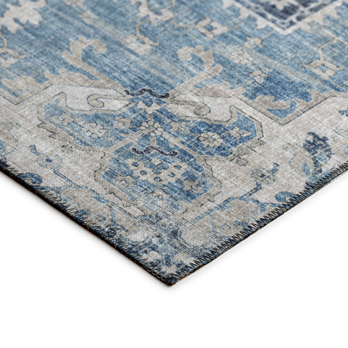 Indoor/Outdoor Marbella MB3 Denim Washable 2'3" x 12' Runner Rug