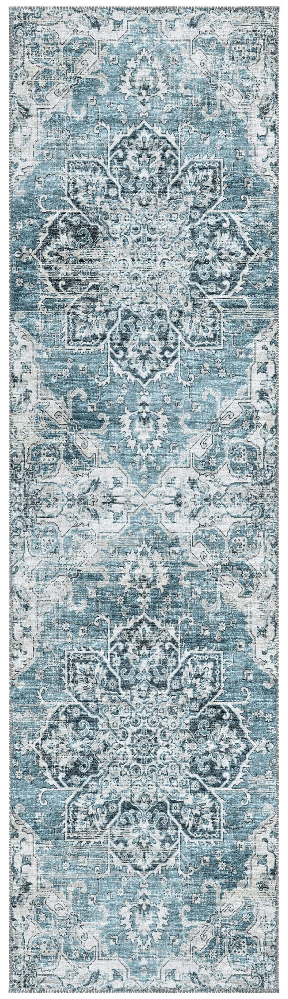 Indoor/Outdoor Marbella MB3 Denim Washable 2'3" x 7'6" Runner Rug