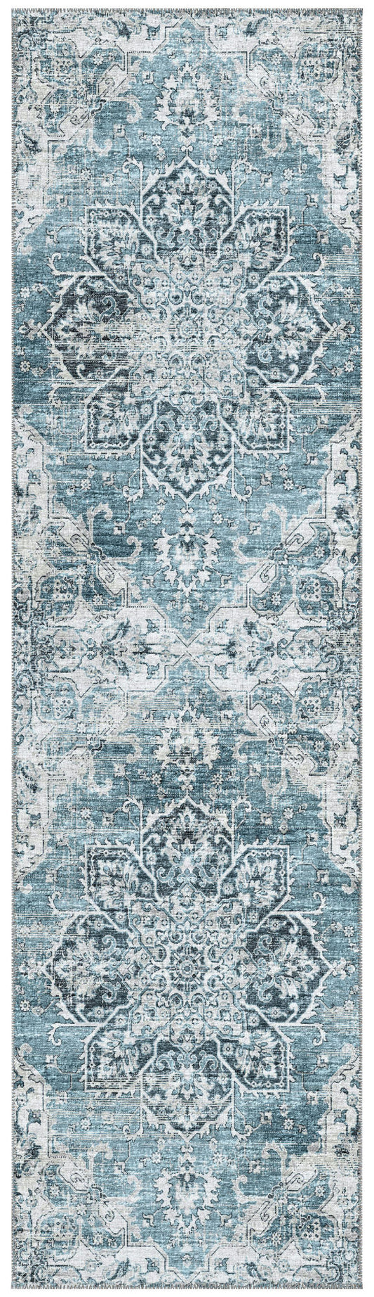 Indoor/Outdoor Marbella MB3 Denim Washable 2'3" x 7'6" Runner Rug