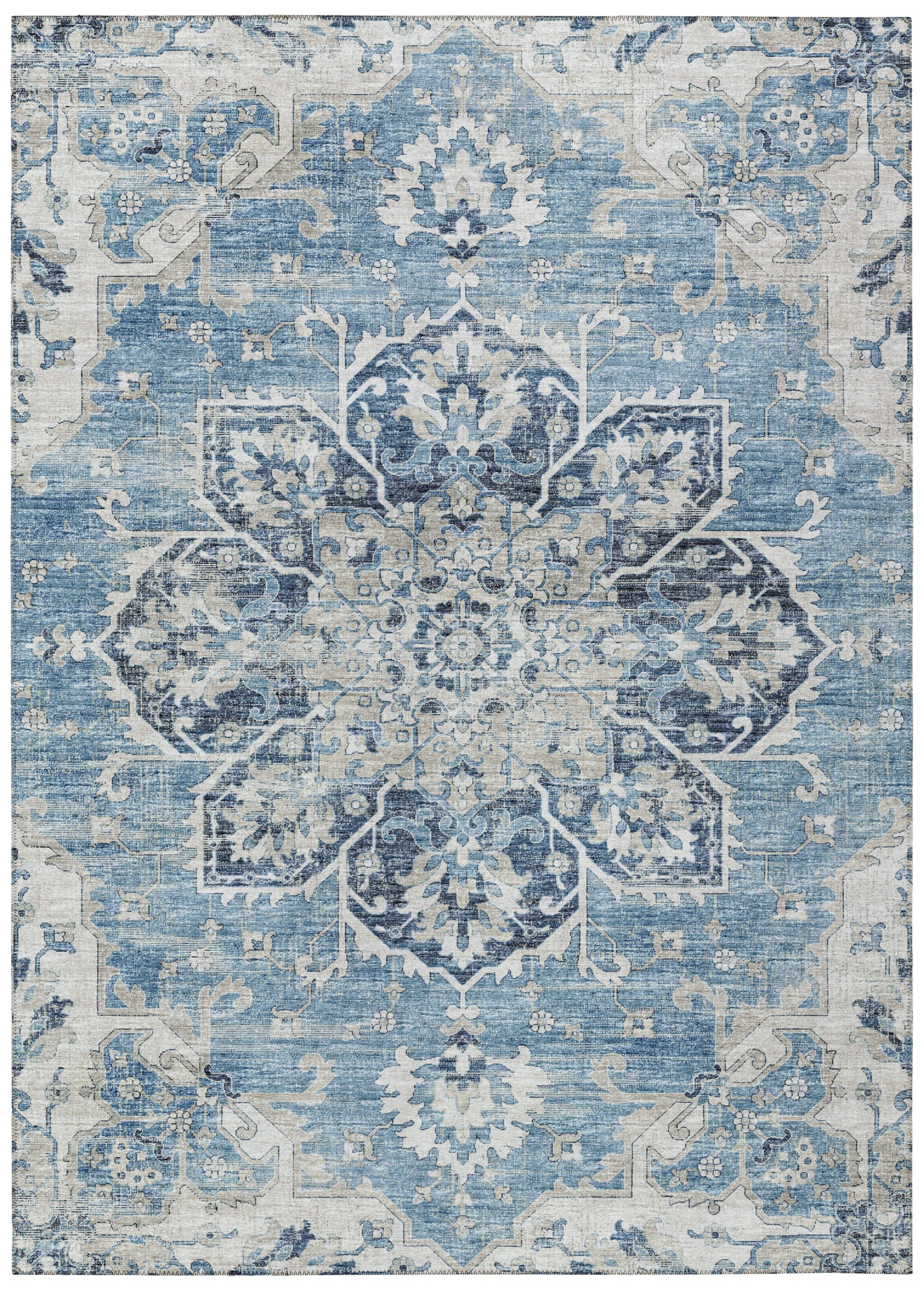 Indoor/Outdoor Marbella MB3 Denim Washable 3' x 5' Rug