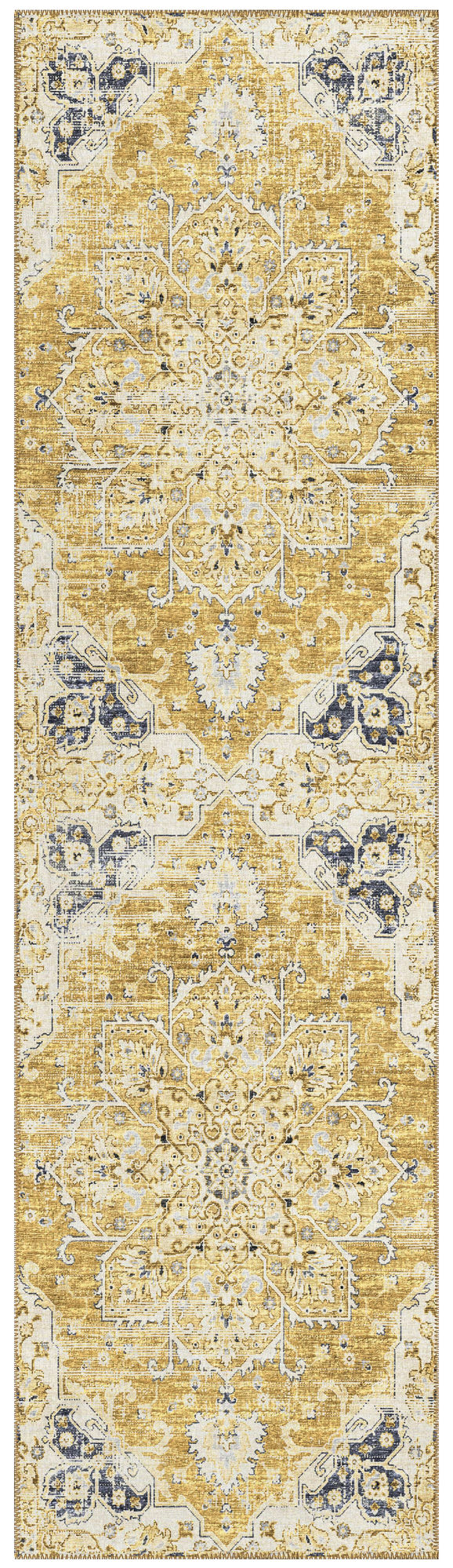 Indoor/Outdoor Marbella MB3 Gold Washable 2'3" x 7'6" Runner Rug