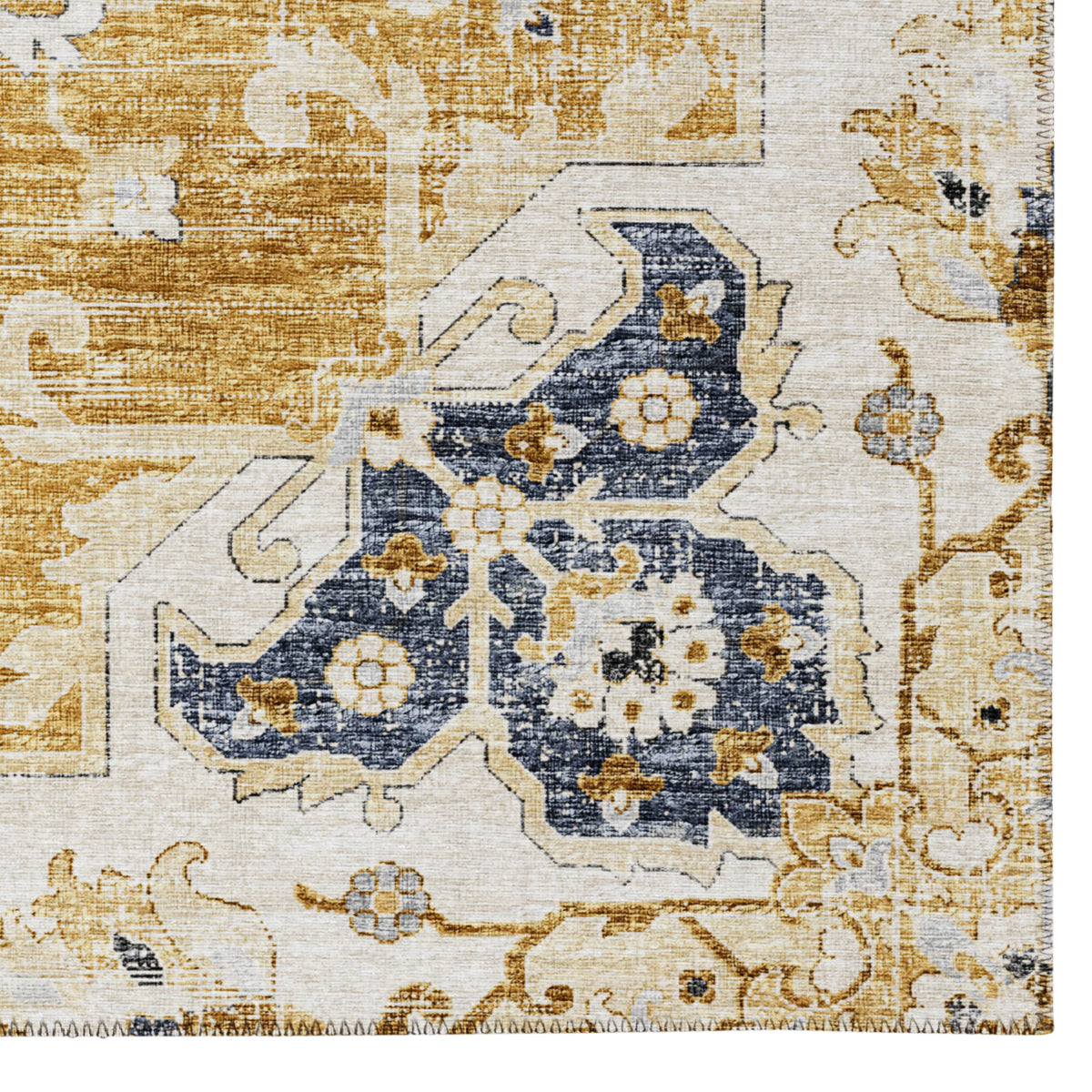 Indoor/Outdoor Marbella MB3 Gold Washable 2'3" x 7'6" Runner Rug