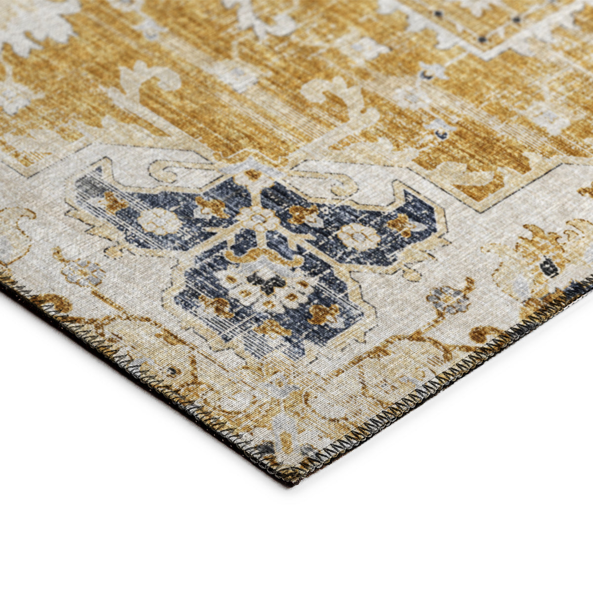 Indoor/Outdoor Marbella MB3 Gold Washable 2'3" x 7'6" Runner Rug