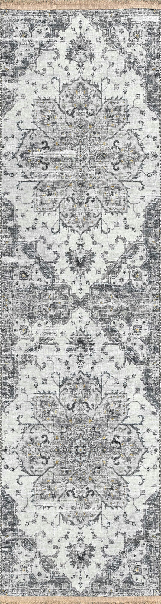 Indoor/Outdoor Marbella MB3 Linen Washable 2'3" x 12' Runner Rug