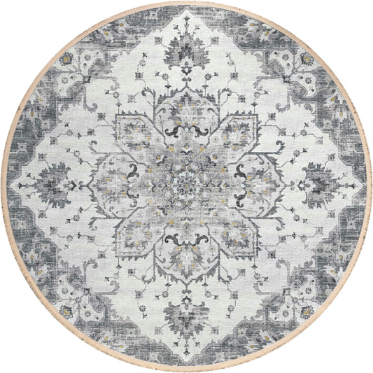Indoor/Outdoor Marbella MB3 Linen Washable 4' x 4' Round Rug