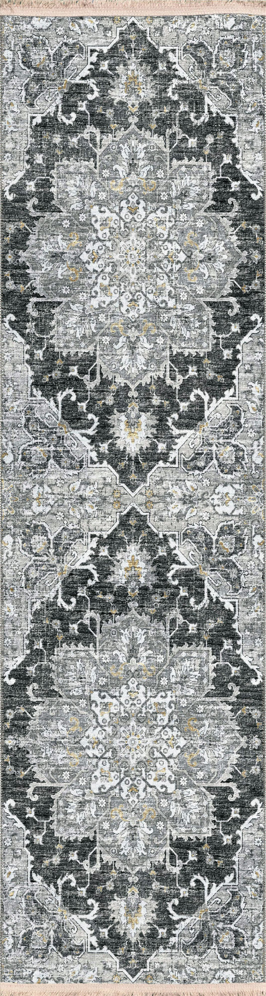 Indoor/Outdoor Marbella MB3 Midnight Washable 2'3" x 12' Runner Rug