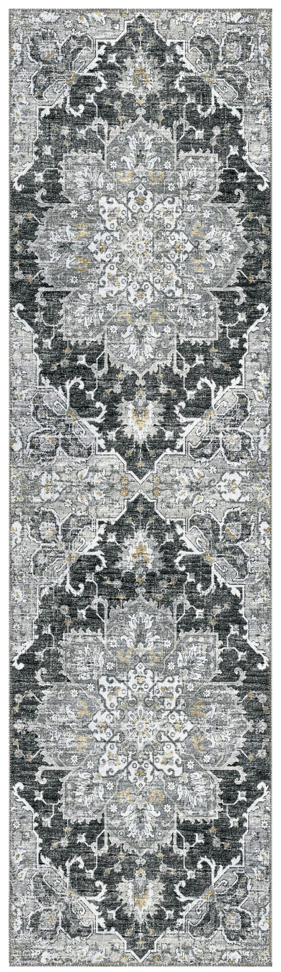 Indoor/Outdoor Marbella MB3 Midnight Washable 2'3" x 7'6" Runner Rug