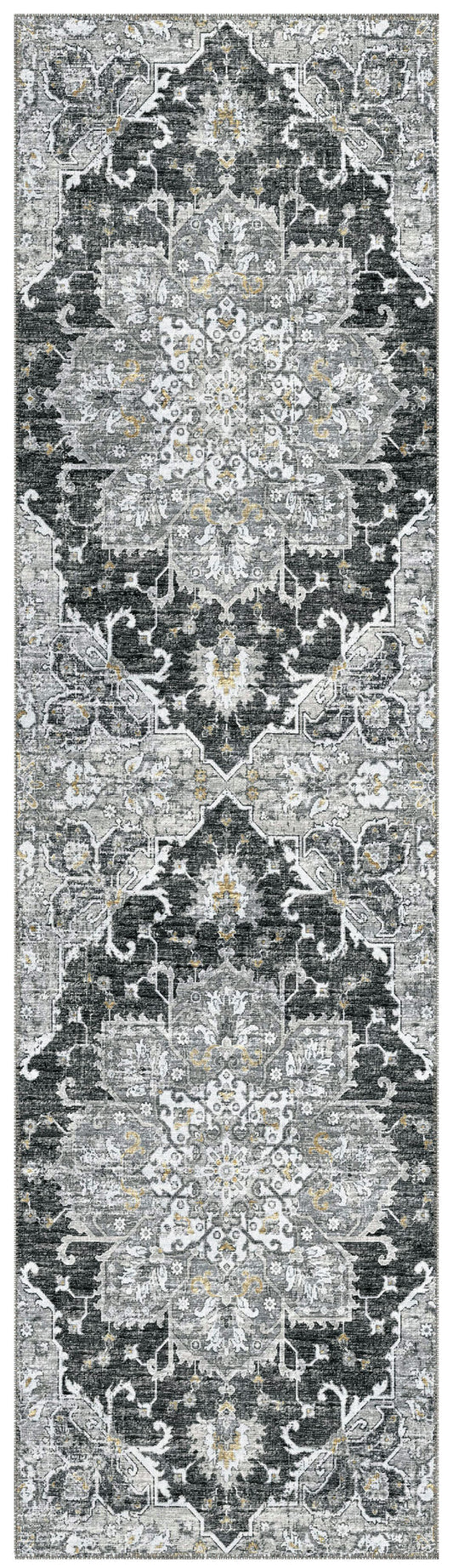 Indoor/Outdoor Marbella MB3 Midnight Washable 2'3" x 7'6" Runner Rug