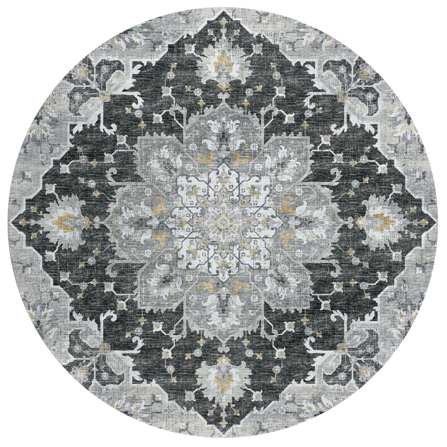 Indoor/Outdoor Marbella MB3 Midnight Washable 8' x 8' Round Rug