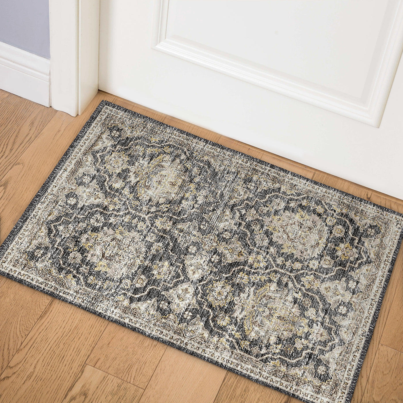 Indoor/Outdoor Marbella MB4 Charcoal Washable 1'8" x 2'6" Rug
