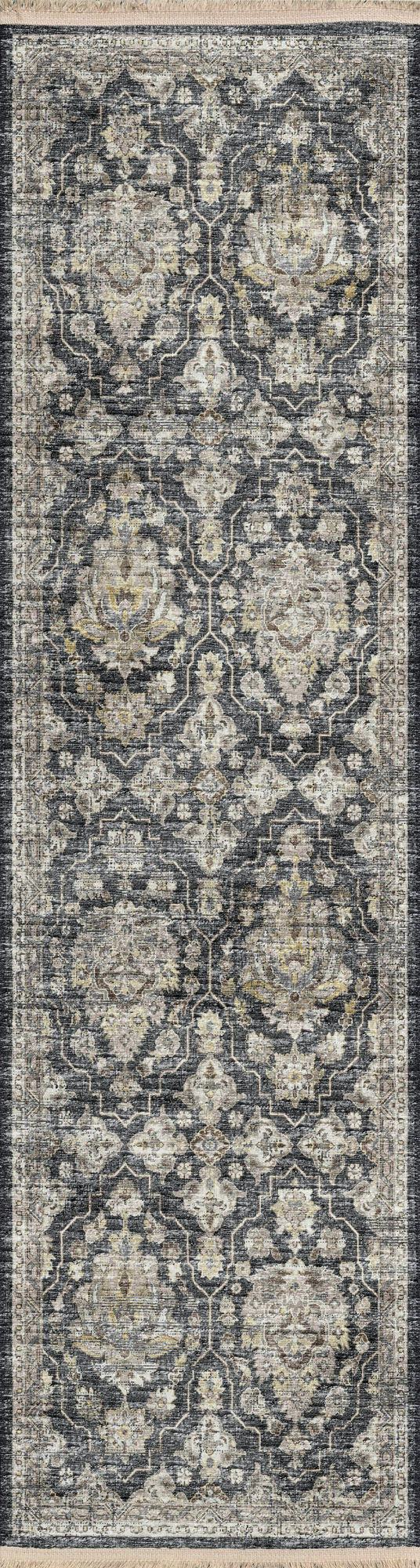 Indoor/Outdoor Marbella MB4 Charcoal Washable 2'3" x 10' Runner Rug