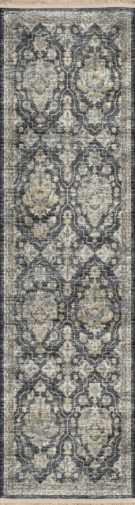 Indoor/Outdoor Marbella MB4 Charcoal Washable 2'3" x 10' Runner Rug