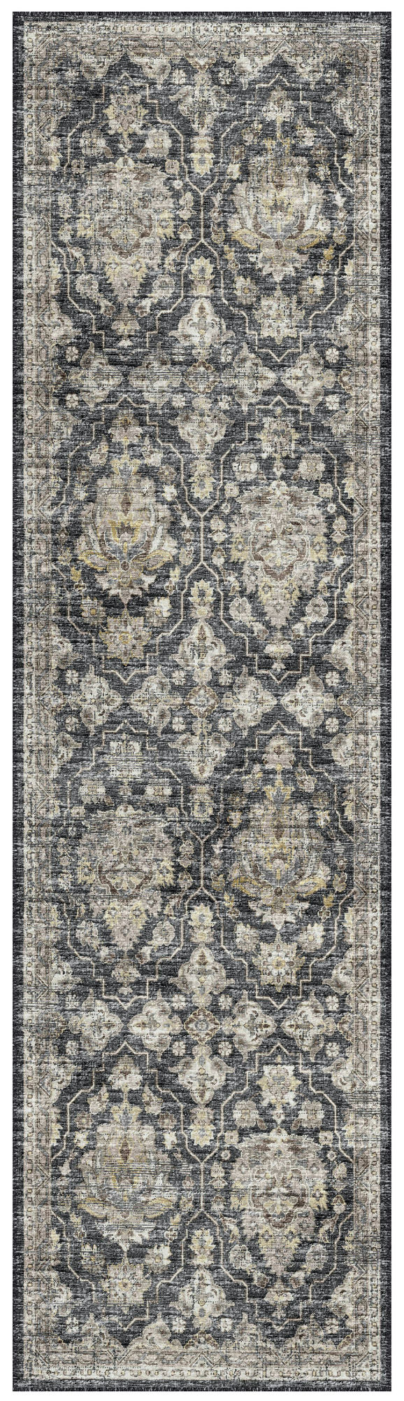 Indoor/Outdoor Marbella MB4 Charcoal Washable 2'3" x 7'6" Runner Rug