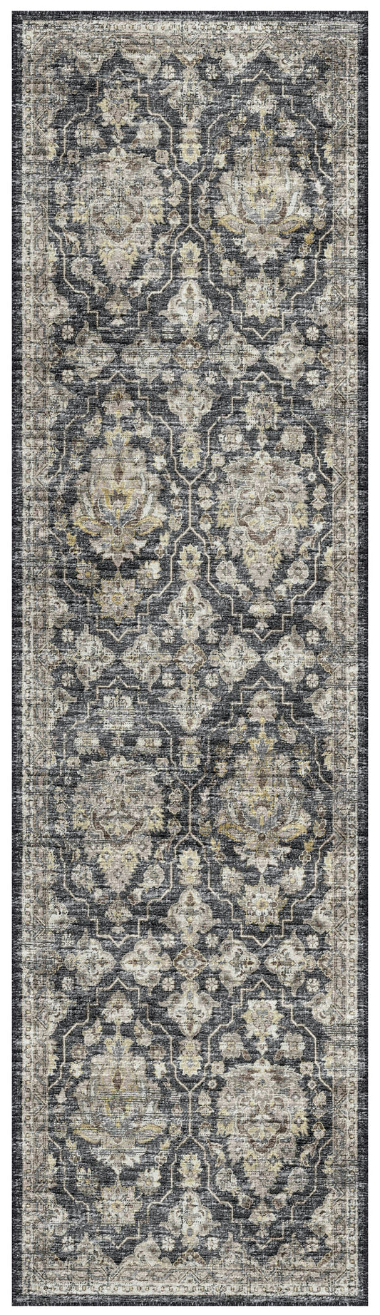 Indoor/Outdoor Marbella MB4 Charcoal Washable 2'3" x 7'6" Runner Rug