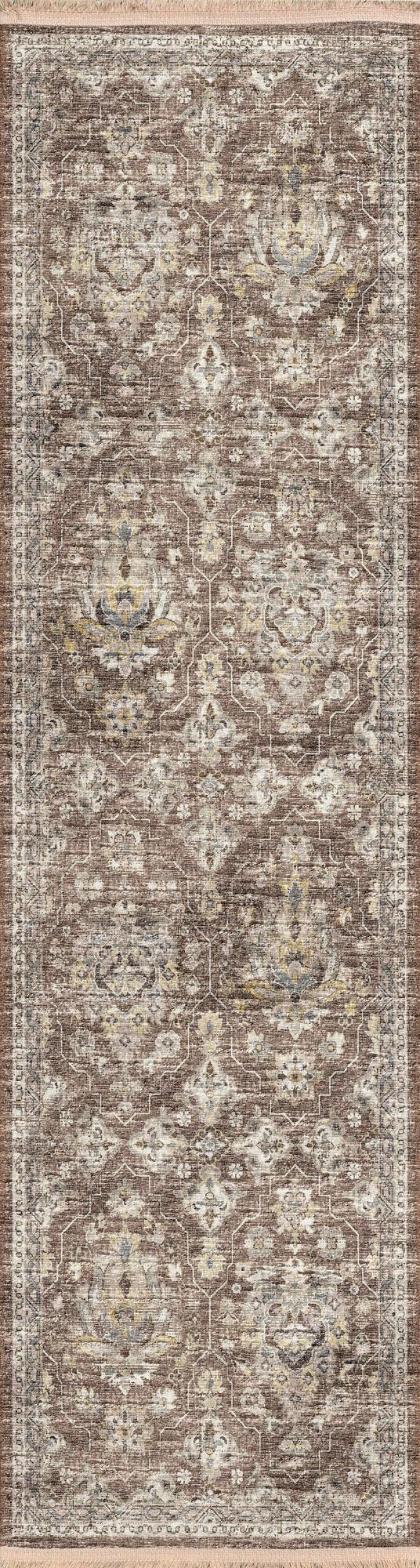 Indoor/Outdoor Marbella MB4 Mocha Washable 2'3" x 10' Runner Rug