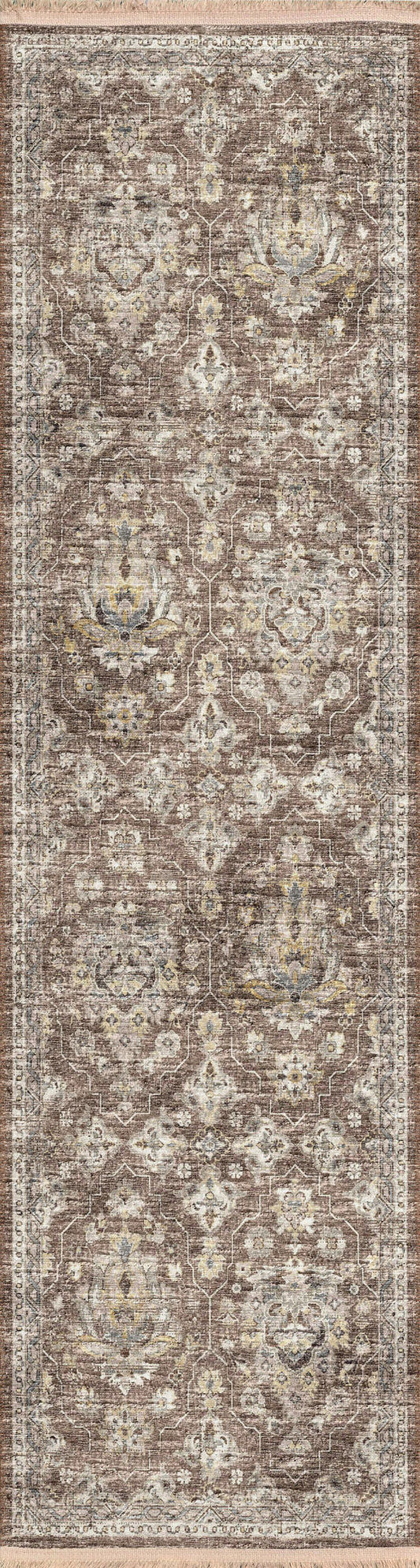 Indoor/Outdoor Marbella MB4 Mocha Washable 2'3" x 10' Runner Rug