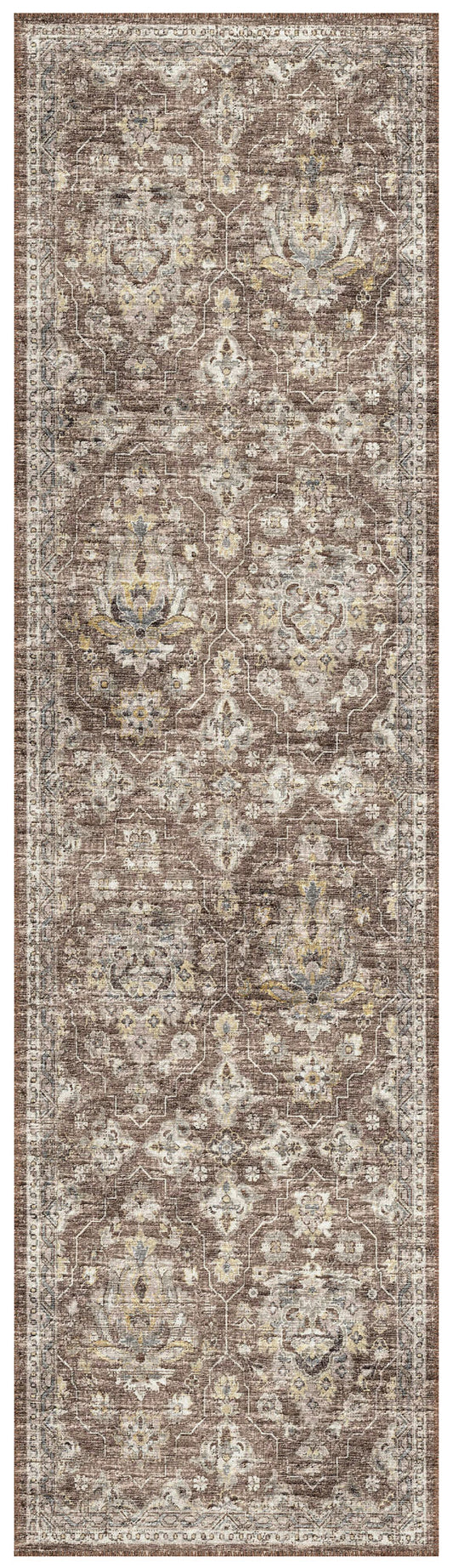 Indoor/Outdoor Marbella MB4 Mocha Washable 2'3" x 7'6" Runner Rug