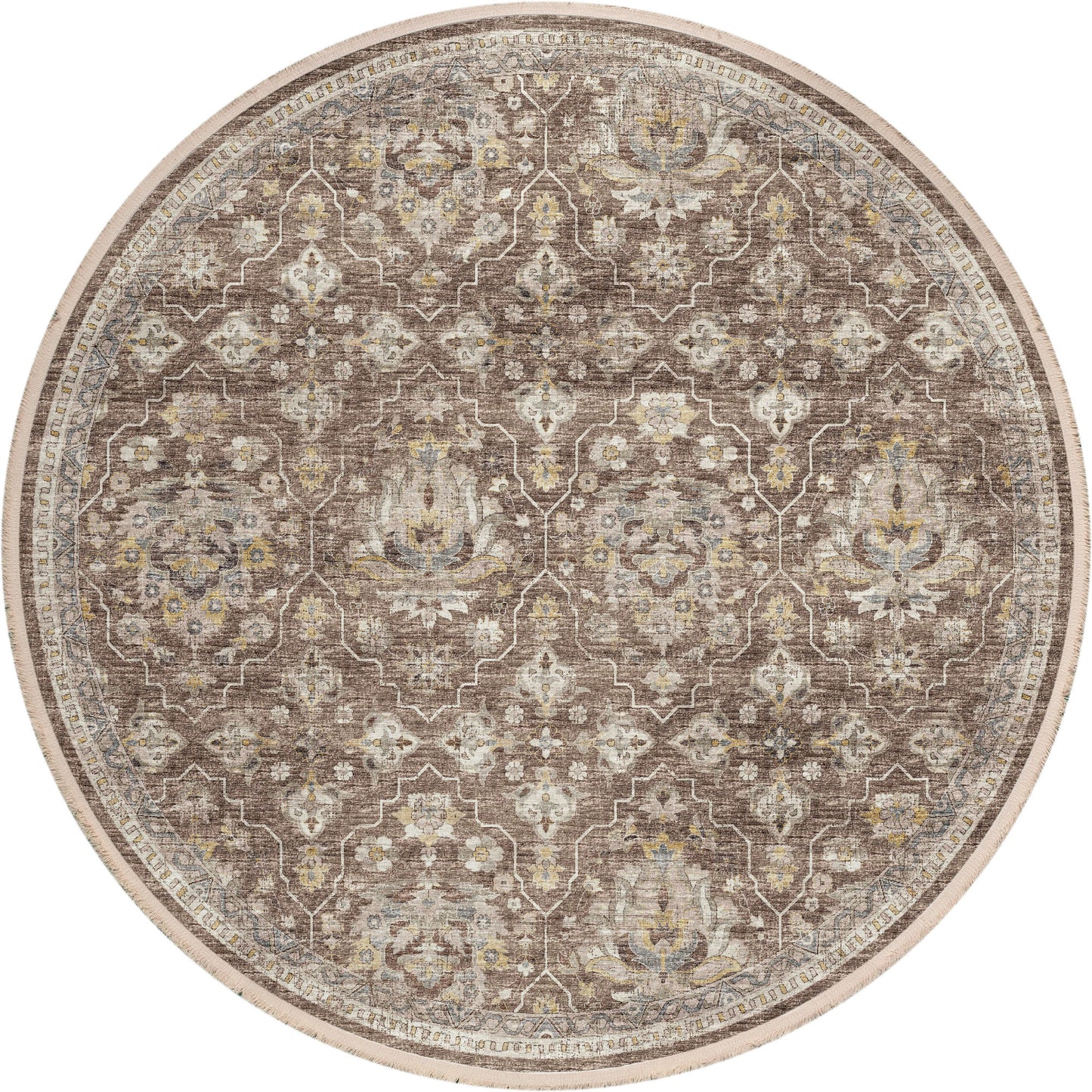 Indoor/Outdoor Marbella MB4 Mocha Washable 6' x 6' Round Rug