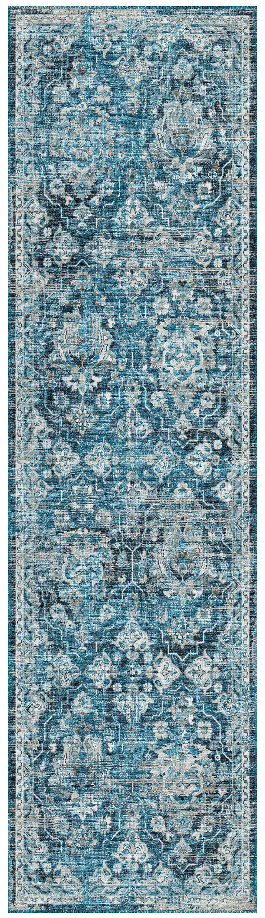 Indoor/Outdoor Marbella MB4 Navy Washable 2'3" x 7'6" Runner Rug