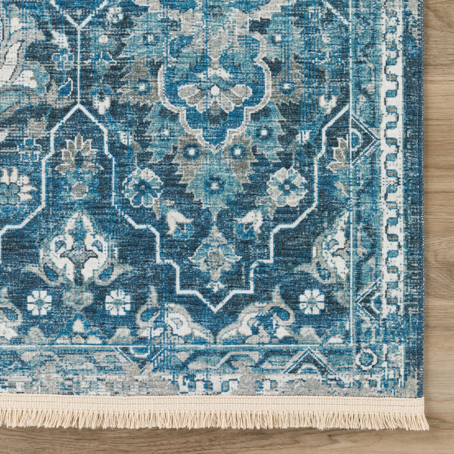 Indoor/Outdoor Marbella MB4 Navy Washable 4' x 4' Round Rug